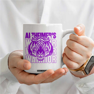 Alzheimer's Warrior Coffee Mug Purple Tiger Ribbon Support Graphic