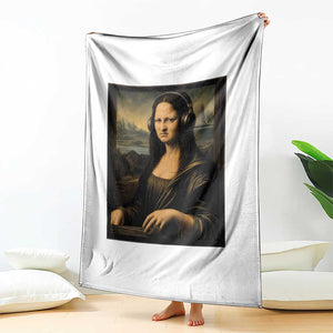 Funny Mona Lisa Bass Face Throw Blanket Vintage DJ Producer Music Lover Gift