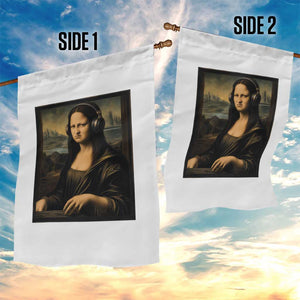 Funny Mona Lisa Bass Face Garden Flag Vintage DJ Producer Music Lover Gift
