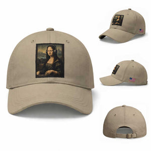 Funny Mona Lisa Bass Face Baseball Cap Vintage DJ Producer Music Lover Gift TS12 Baseball Cap Universal Fit Khaki Print Your Wear