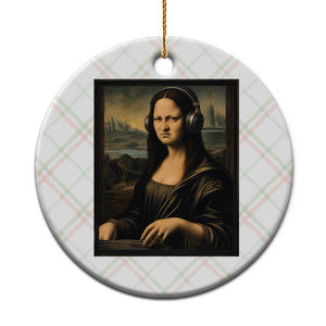 Funny Mona Lisa Bass Face Ceramic Ornament Vintage DJ Producer Music Lover Gift