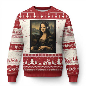 Funny Mona Lisa Bass Face Ugly Christmas Sweater Vintage DJ Producer Music Lover Gift