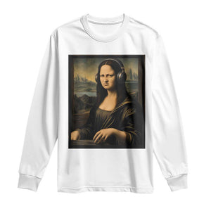 Funny Mona Lisa Bass Face Long Sleeve Shirt Vintage DJ Producer Music Lover Gift