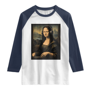 Funny Mona Lisa Bass Face Raglan Shirt Vintage DJ Producer Music Lover Gift