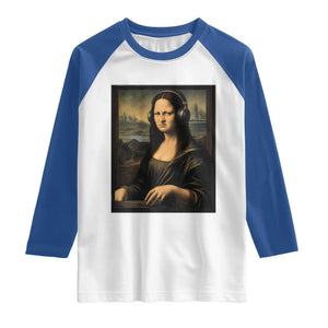 Funny Mona Lisa Bass Face Raglan Shirt Vintage DJ Producer Music Lover Gift