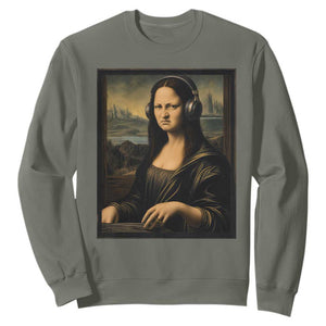 Funny Mona Lisa Bass Face Sweatshirt Vintage DJ Producer Music Lover Gift