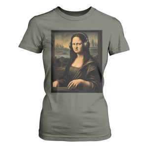 Funny Mona Lisa Bass Face T Shirt For Women Vintage DJ Producer Music Lover Gift TS12 Military Green Print Your Wear