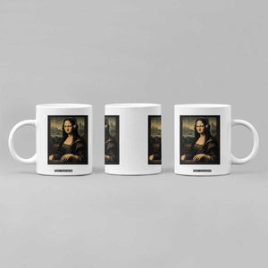 Funny Mona Lisa Bass Face Coffee Mug Vintage DJ Producer Music Lover Gift