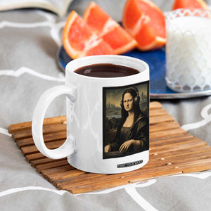 Funny Mona Lisa Bass Face Coffee Mug Vintage DJ Producer Music Lover Gift