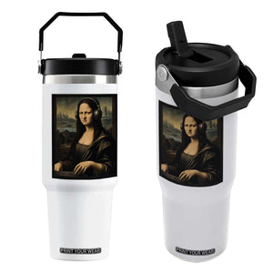 Funny Mona Lisa Bass Face Flip Straw Tumbler Vintage DJ Producer Music Lover Gift