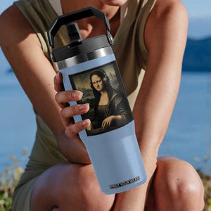 Funny Mona Lisa Bass Face Flip Straw Tumbler Vintage DJ Producer Music Lover Gift