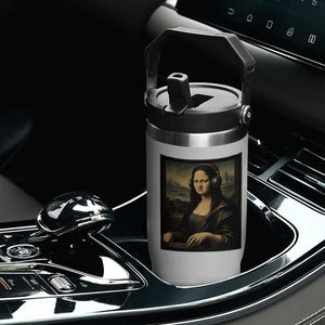 Funny Mona Lisa Bass Face Flip Straw Tumbler Vintage DJ Producer Music Lover Gift