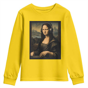 Funny Mona Lisa Bass Face Youth Sweatshirt Vintage DJ Producer Music Lover Gift