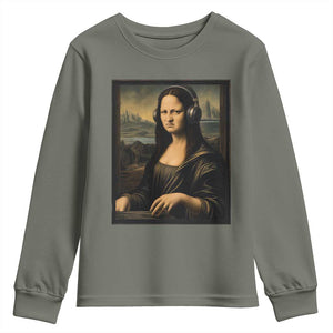 Funny Mona Lisa Bass Face Youth Sweatshirt Vintage DJ Producer Music Lover Gift