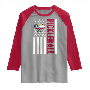 Pickleball Patriotic Raglan Shirt American Flag Sport Gift TS12 Sport Gray Red Print Your Wear