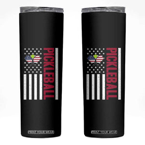 Pickleball Patriotic Skinny Tumbler American Flag Sport Gift TS12 Black Print Your Wear