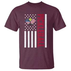 Pickleball Patriotic T Shirt American Flag Sport Gift TS12 Maroon Print Your Wear