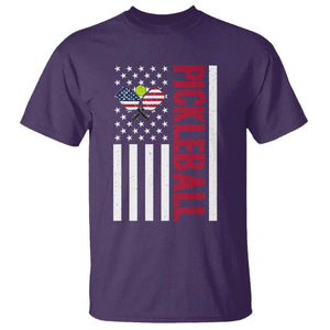 Pickleball Patriotic T Shirt American Flag Sport Gift TS12 Purple Print Your Wear