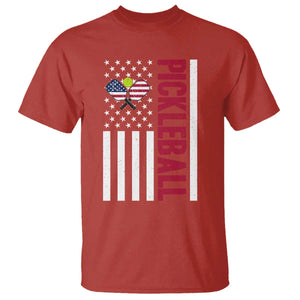Pickleball Patriotic T Shirt American Flag Sport Gift TS12 Red Print Your Wear
