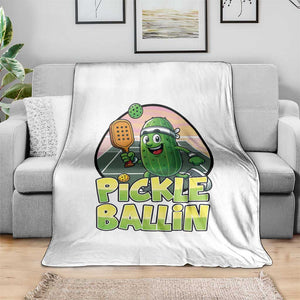 Funny Pickleball Lover Throw Blanket Pickle Ballin Quote TS12 Print Your Wear
