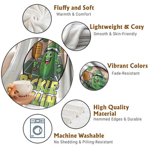 Funny Pickleball Lover Throw Blanket Pickle Ballin Quote TS12 Print Your Wear