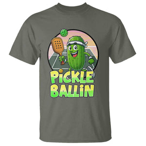 Funny Pickleball Lover T Shirt Pickle Ballin Quote TS12 Military Green Print Your Wear