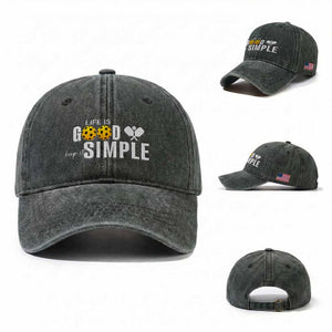 Life Is Good Keep It Simple Washed Cotton Baseball Cap Pickleball Lover TS12 Washed Cap Universal Fit Dark Green Print Your Wear