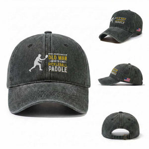 Funny Pickleball Lover Washed Cotton Baseball Cap Never Underestimate Old Man TS12 Washed Cap Universal Fit Dark Green Print Your Wear