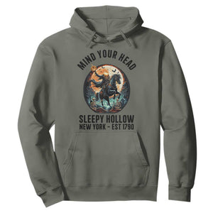 Headless Horseman Hoodie Mind Your Head Haunted Gift TS12 Military Green Print Your Wear