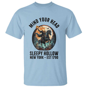Headless Horseman T Shirt Mind Your Head Haunted Gift TS12 Light Blue Print Your Wear