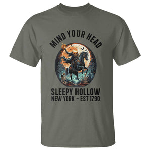 Headless Horseman T Shirt Mind Your Head Haunted Gift TS12 Military Green Print Your Wear
