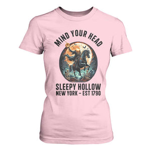 Headless Horseman T Shirt For Women Mind Your Head Haunted Gift TS12 Light Pink Print Your Wear