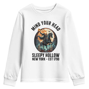 Headless Horseman Youth Sweatshirt Mind Your Head Haunted Gift TS12 White Print Your Wear