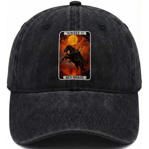 Headless Horseman Washed Cotton Baseball Cap Where Is My Head Gothic Tarot Gift TS12 Print Your Wear