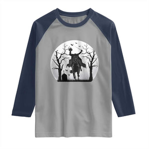 Headless Horseman Raglan Shirt Gothic Horror Halloween Gift TS12 Sport Gray Navy Print Your Wear