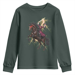 Dullahan Headless Horsewoman Youth Sweatshirt Gothic Monster Girl Gift TS12 Dark Forest Green Print Your Wear