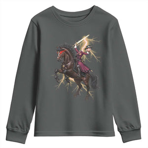 Dullahan Headless Horsewoman Youth Sweatshirt Gothic Monster Girl Gift TS12 Dark Heather Print Your Wear
