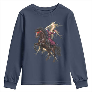 Dullahan Headless Horsewoman Youth Sweatshirt Gothic Monster Girl Gift TS12 Navy Print Your Wear