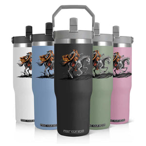Spooky Skeleton Headless Cowboy Rider Gift Flip Straw Tumbler TS12 Print Your Wear