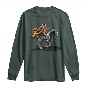 Spooky Skeleton Headless Cowboy Rider Gift Long Sleeve Shirt TS12 Dark Forest Green Print Your Wear