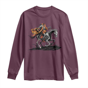 Spooky Skeleton Headless Cowboy Rider Gift Long Sleeve Shirt TS12 Maroon Print Your Wear