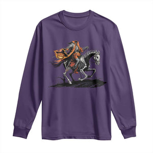 Spooky Skeleton Headless Cowboy Rider Gift Long Sleeve Shirt TS12 Purple Print Your Wear