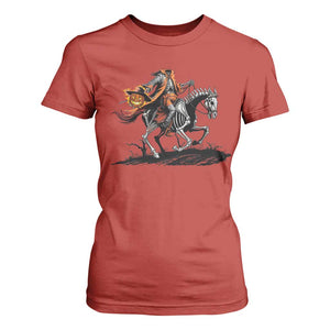Spooky Skeleton Headless Cowboy Rider Gift T Shirt For Women TS12 Red Print Your Wear