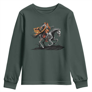 Spooky Skeleton Headless Cowboy Rider Gift Youth Sweatshirt TS12 Dark Forest Green Print Your Wear