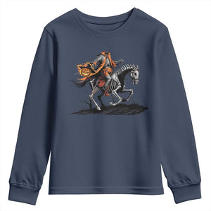 Spooky Skeleton Headless Cowboy Rider Gift Youth Sweatshirt TS12 Navy Print Your Wear