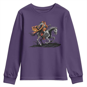 Spooky Skeleton Headless Cowboy Rider Gift Youth Sweatshirt TS12 Purple Print Your Wear