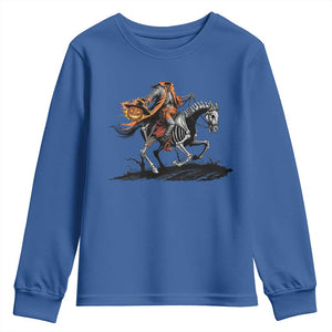 Spooky Skeleton Headless Cowboy Rider Gift Youth Sweatshirt TS12 Royal Blue Print Your Wear