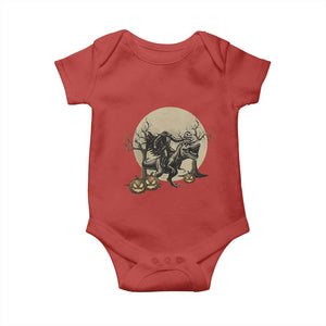 Funny Halloween Gift Baby Onesie Headless Horseman Riding A Dino TS12 Red Print Your Wear