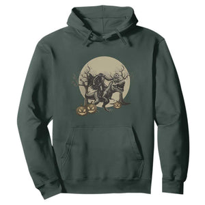 Funny Halloween Gift Hoodie Headless Horseman Riding A Dino TS12 Dark Forest Green Print Your Wear