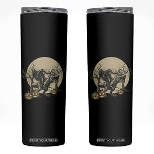 Funny Halloween Gift Skinny Tumbler Headless Horseman Riding A Dino TS12 Black Print Your Wear
